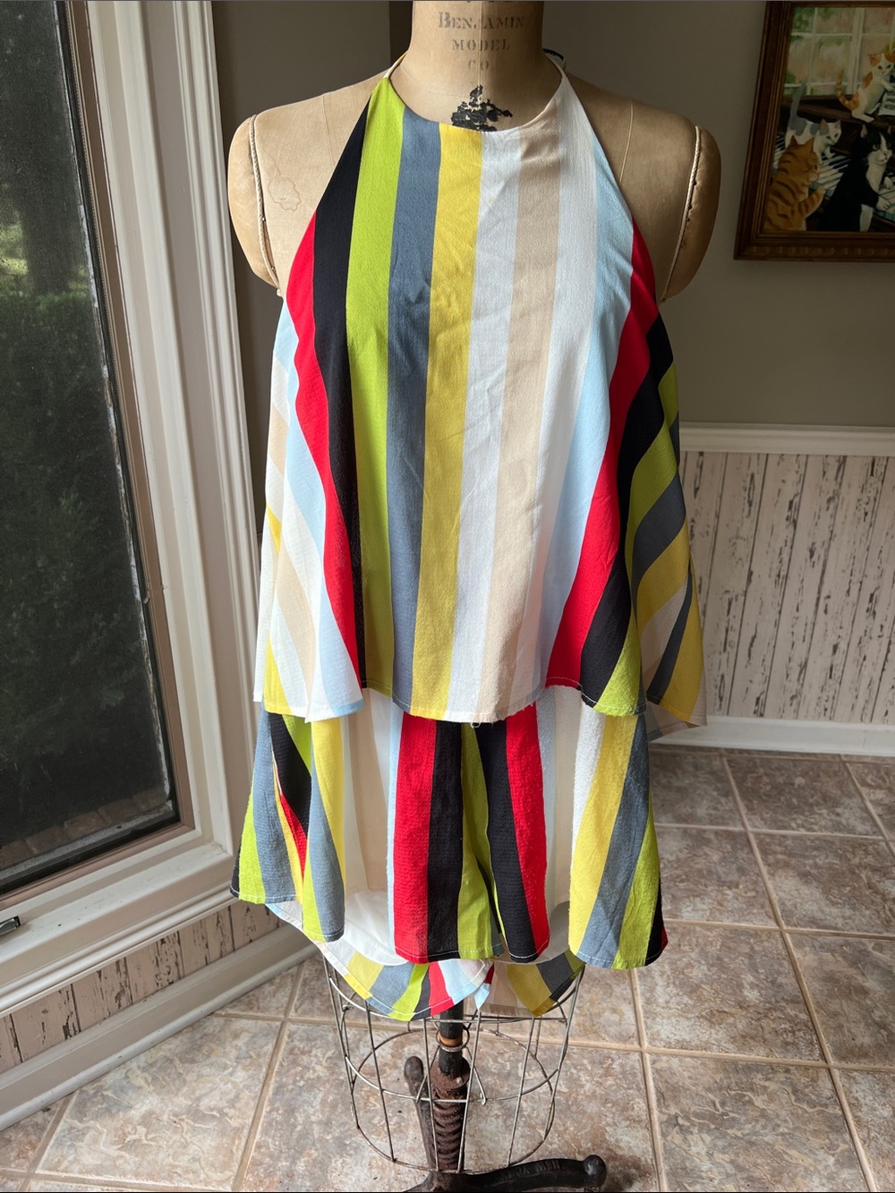 Listicle Multicolor Striped Halter Romper